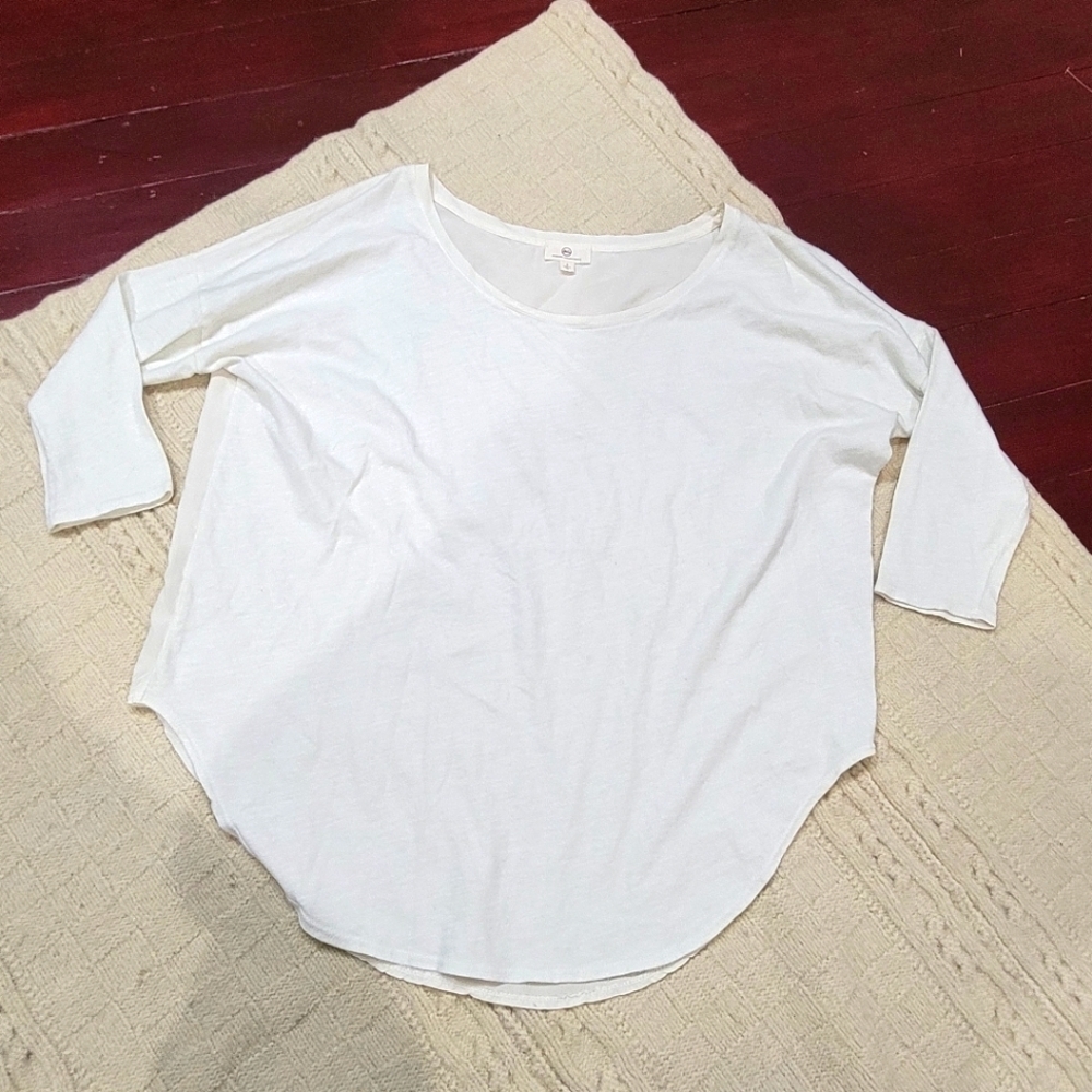 Adriano Goldschmied Cotton Front Silk Back Oversized Blouse size S/M Ivory
